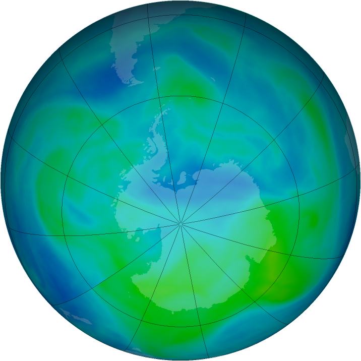 Antarctic ozone map for 22 February 2008
